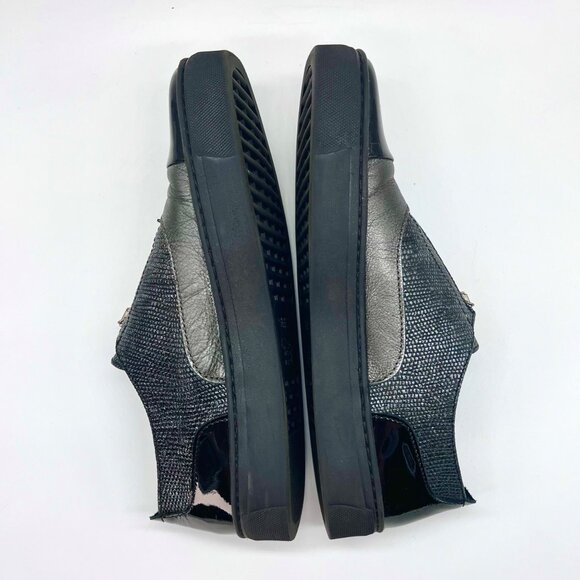 The Flexx Metallic Black Zip Front Slip On Sneakers Size 8.5 - Picture 6 of 10